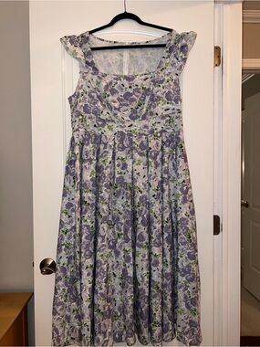 Lavender Floral Sleeveless Dress